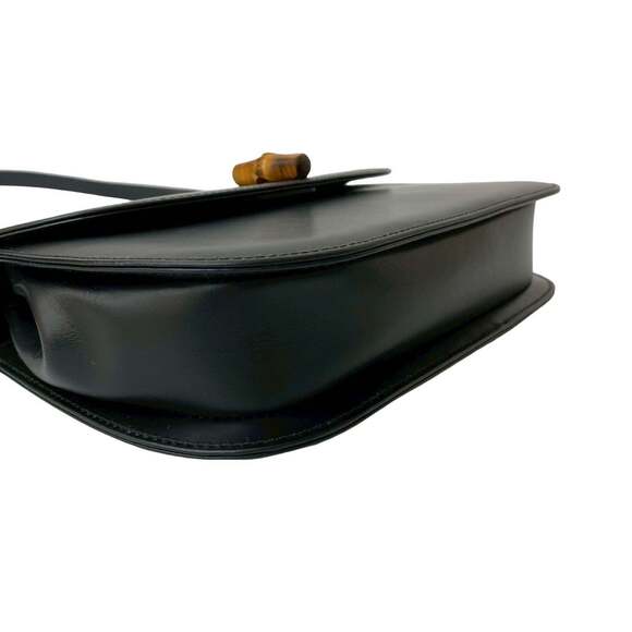 GUCCI Authentic Black Leather Bamboo Pochette Shoulder Bag - Picture 7 of 10